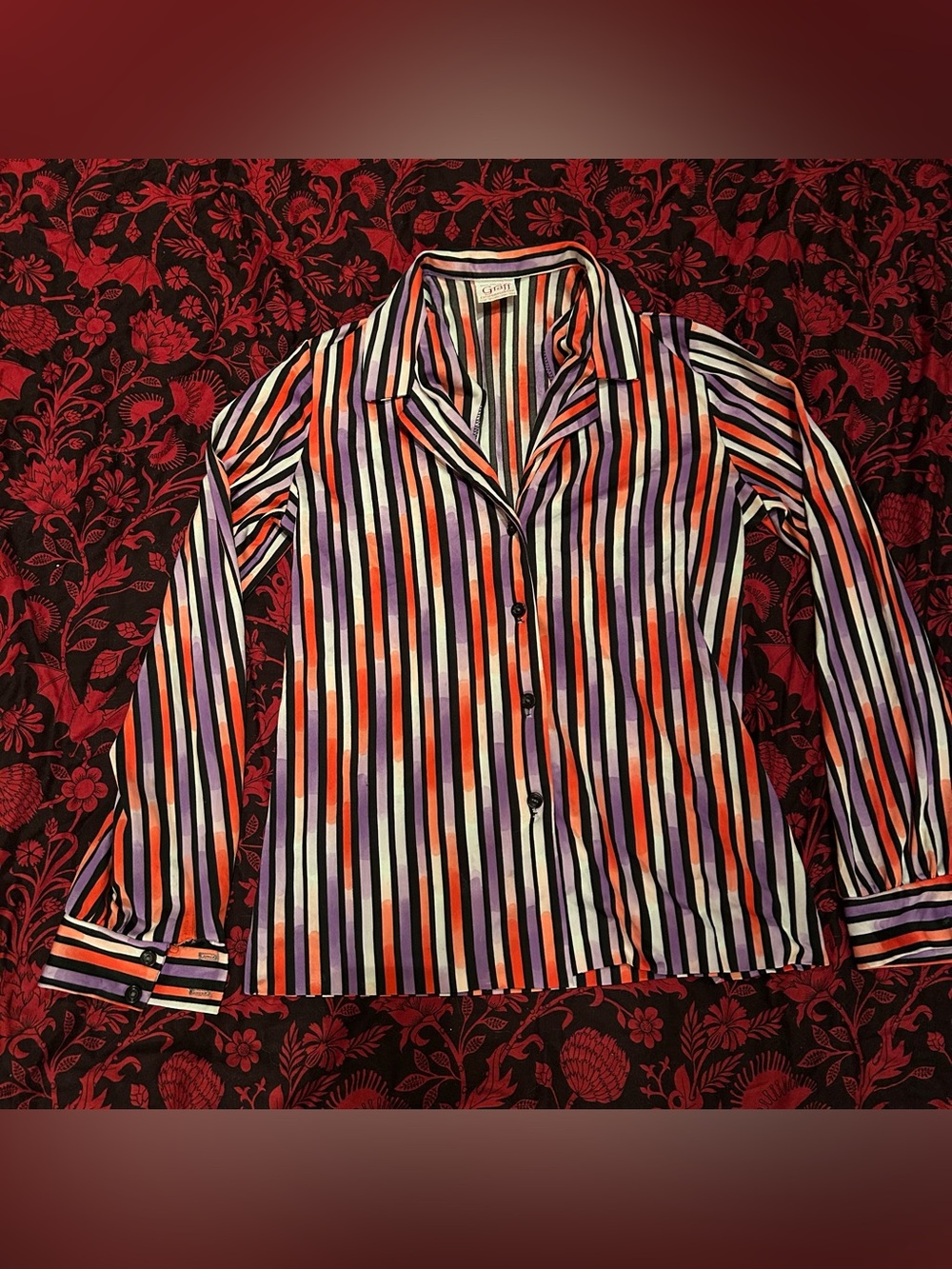 Vintage Graff California Wear multicoloured vertical striped button up shirt